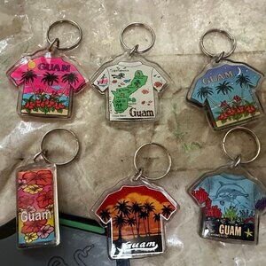 Lot of 6 Guam T Shirt Shaped Key Chains
